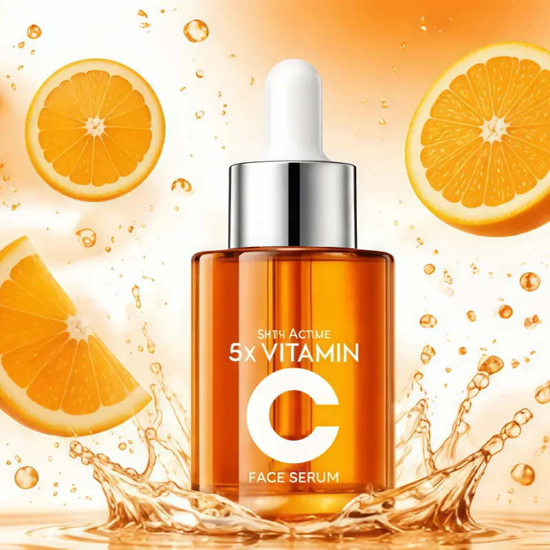 5X Vitamin C Face Serum with Intensive Active VC+, 5-in-1 Skincare Essence for Brightening, Pore Care, Hydrate - 30ml Dropper for Women