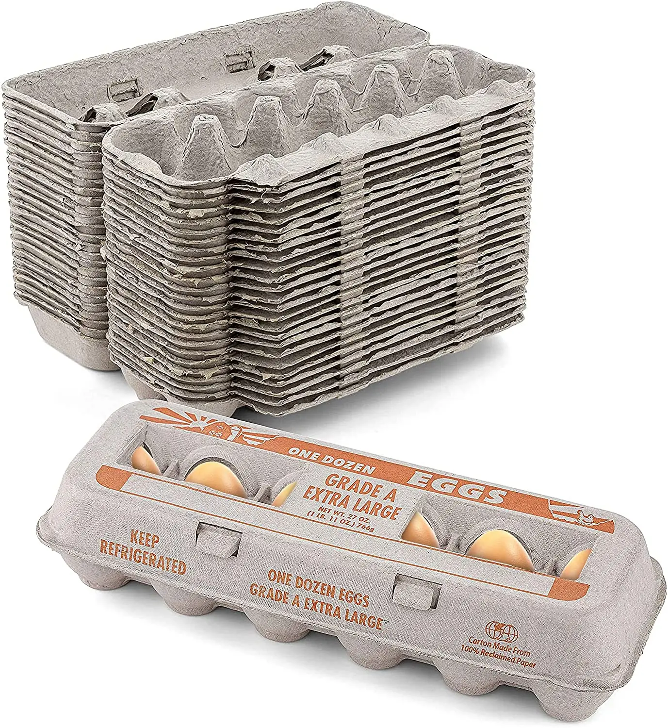 MT Products Printed Natural Pulp Paper Egg Cartons Holds 12 Eggs