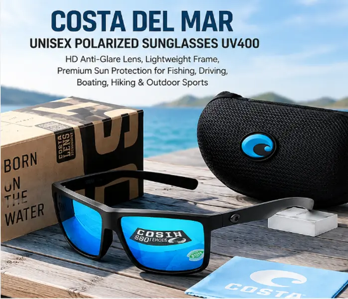 Costa Del Mar Polarized Sunglasses – Trendy Designer Style with HD Glare Reduction for Men & Women