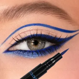1PC Waterproof Smooth Liquid Eyeliner Pen - Anti-smudge, Quick-drying, Bright Colors, Blue, Create Fashionable Eye Makeup, Precise Lines, Christmas Gift