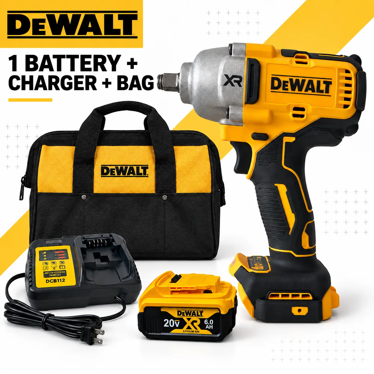 DEWALT DCF900 1/2-Inch High Torque Cordless Impact Wrench, 1,030 Ft-Lbs Fastening Torque, 1,400 Ft-Lbs Breakaway Torque, 3-Speed Control, LED Work Light for Automotive, Truck and Tire Service nm max dcb612 lithium-ion battery cordless professional