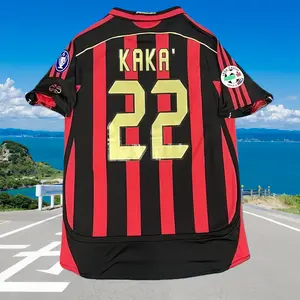06-07 Home Short Sleeve Red and Black Stripes #22 Kaka Jersey