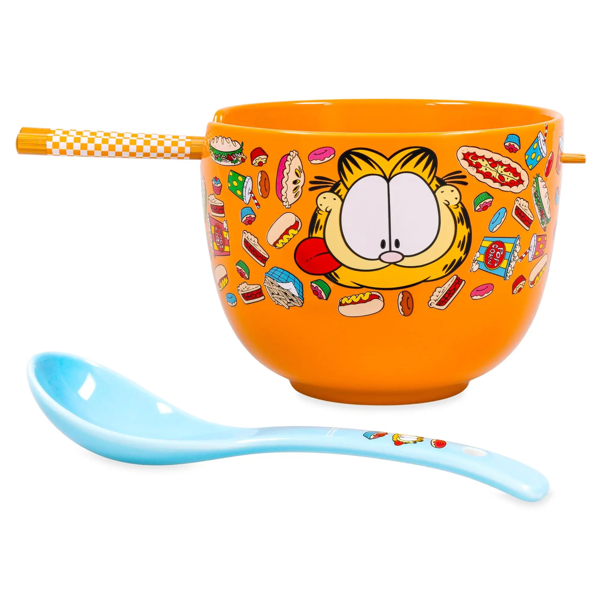Garfield Junk Food 20-Ounce Ramen Bowl, Chopsticks, and Spoon Set