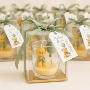 Personalized Bear Baby Shower Candles | Baby Shower Favors, Teddy Bear Party Souvenirs, Custom Event Candles