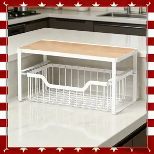 Kitchen Counter Coffee Bar Organizer Decorative Wooden 2 Tier Shelf for Coffee Accessories Condiment Storage Home Office Must Have