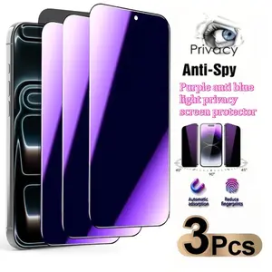 3pcs Anti-Blue Light Privacy Screen Protectors for iPhone 17/16/15/14/13/12/11/Pro Max/Pro/Plus/Mini/17 Air/16e/X/XS/XR/XS MAX,Full Coverage,Anti-Spy,Scratch-Resistant,Protect Personal Privacy,easy to install