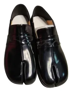 New Split Toe Pigskin Loafer Shoes for Women, Soft Leather Slip-On Low Heel Retro Casual Single Shoe, Comfortable and Stylish Footwear
