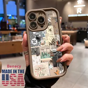 Soft Phone Case for iPhone 16 15 14 Pro Max 13 12 11 XR XS Plus E Western Cowboy Town Design Pattern TPU Bumper Camera Lens Protection Rugged Durable Phone Cover