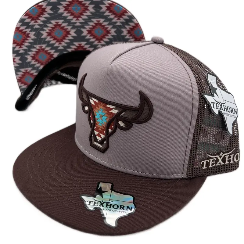 CATTLE AZTEC BROWN TEXHORN CAP CATTLE AZTEC BROWN TEXHORN CAP