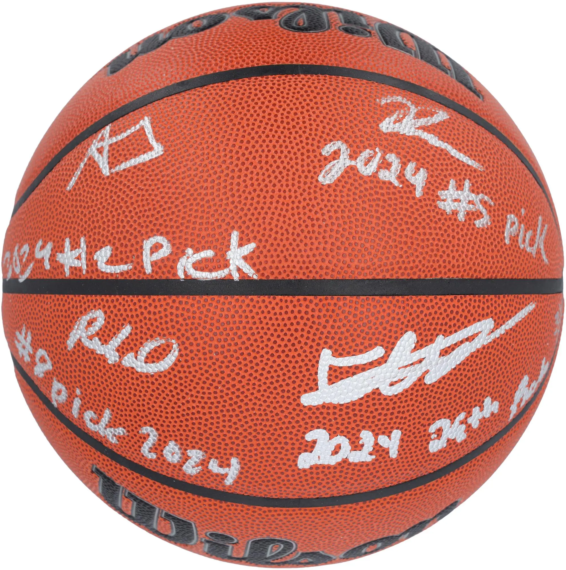 2024 NBA Draft Picks Autographed Wilson Official Game Basketball Featuring Alexandre Sarr, Ron Holland, Rob Dillingham, and Isaiah Collier with Multiple Inscriptions - Limited Edition of 12 - Fanatics Authentic Certified