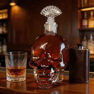 Creative Skull-Shaped Decanter — Wine Cabinet Ornament — Featuring a Unique Skull and Seashell Design; A Portable Wine Storage Vessel and Exquisite Decorative Accent. An Ideal Gift Choice for Men and a Must-Have Addition to Any Home Bar Collection.