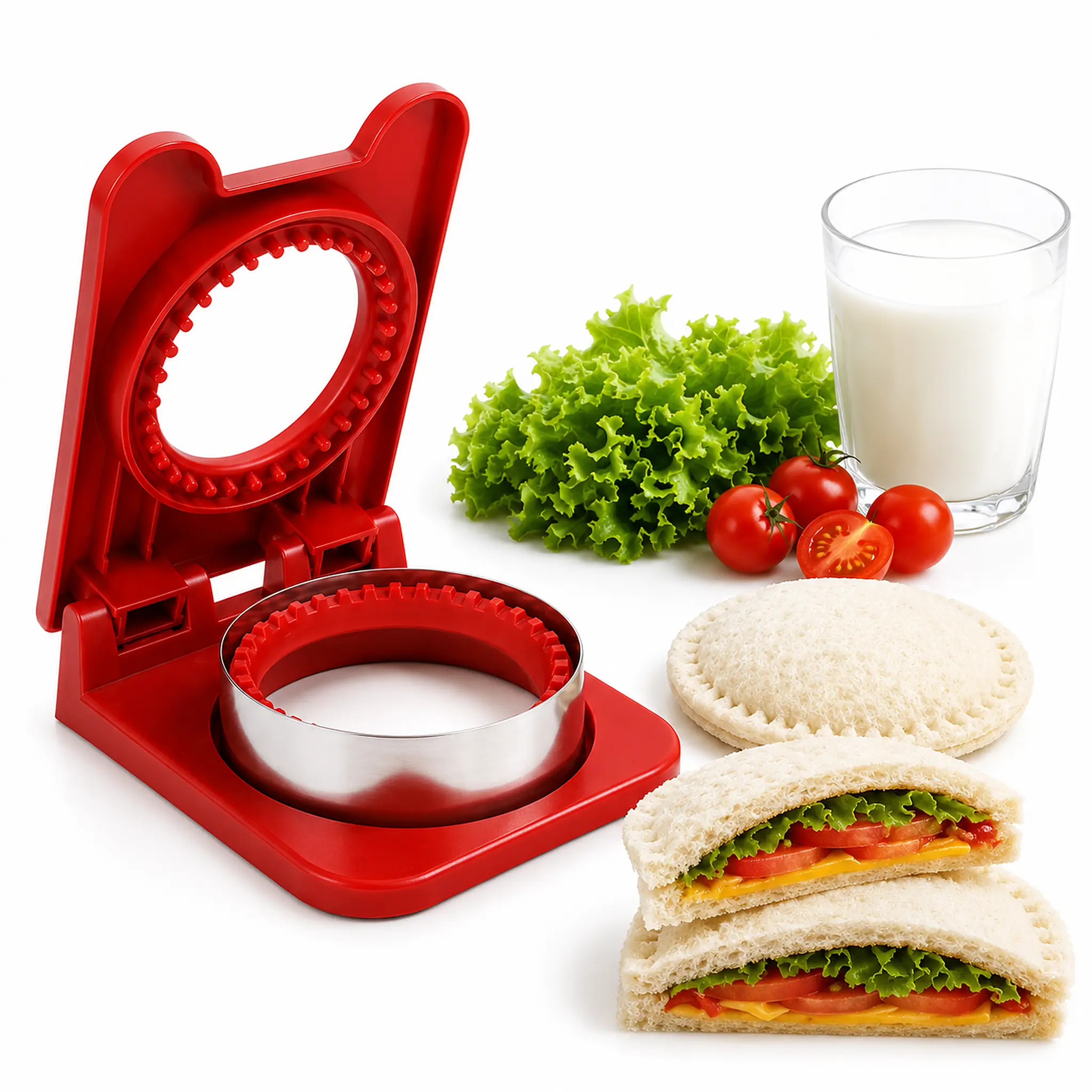 CHICHAUS 2026 3.7-in Round-Shaped Stainless Steel Kitchen Utensil Sandwich Cutter and Sealer, DIY Pocket Sandwich Maker for Breakfast, Lunchboxes, Safe & Easy to Use, Customized