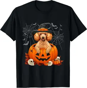 Poodle Pumpkin Halloween Thanksgiving Men Women Costume T-Shirt