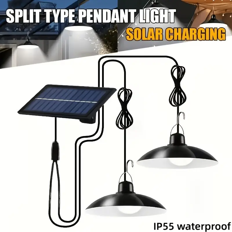 2pcs Solar Roof Lights, Outdoor Solar Lamps, Camping Tent Solar Pendant Lights, Ultra-Bright LED Solar Lights with Remote Control, 360° Wide-Angle Illumination, 3-Stage Dimming, Suitable for Barns, Awnings, Gazebos, Garages, Courtyards, Gardens