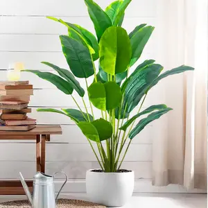 66-96-119 cm (55.9 inches) Artificial Plant Tropical Traveler's Palm Tree Banana Tree Leaves Real Touch Strelitzia for Home Garden