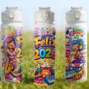 Trendy K-Pop Print Plastic Sports Water Cup, 750ML (25oz) Flip Lid Design, Reusable, Lightweight Leakproof, Portable Travel Essential
