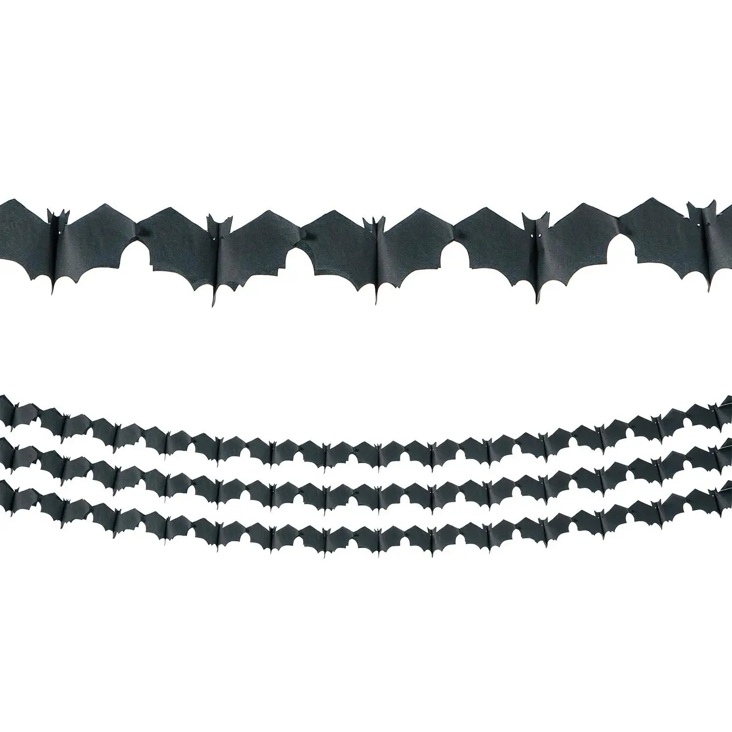 Halloween Black Bats Tissue Paper Garlands Set - 9 ft, 3 Pcs