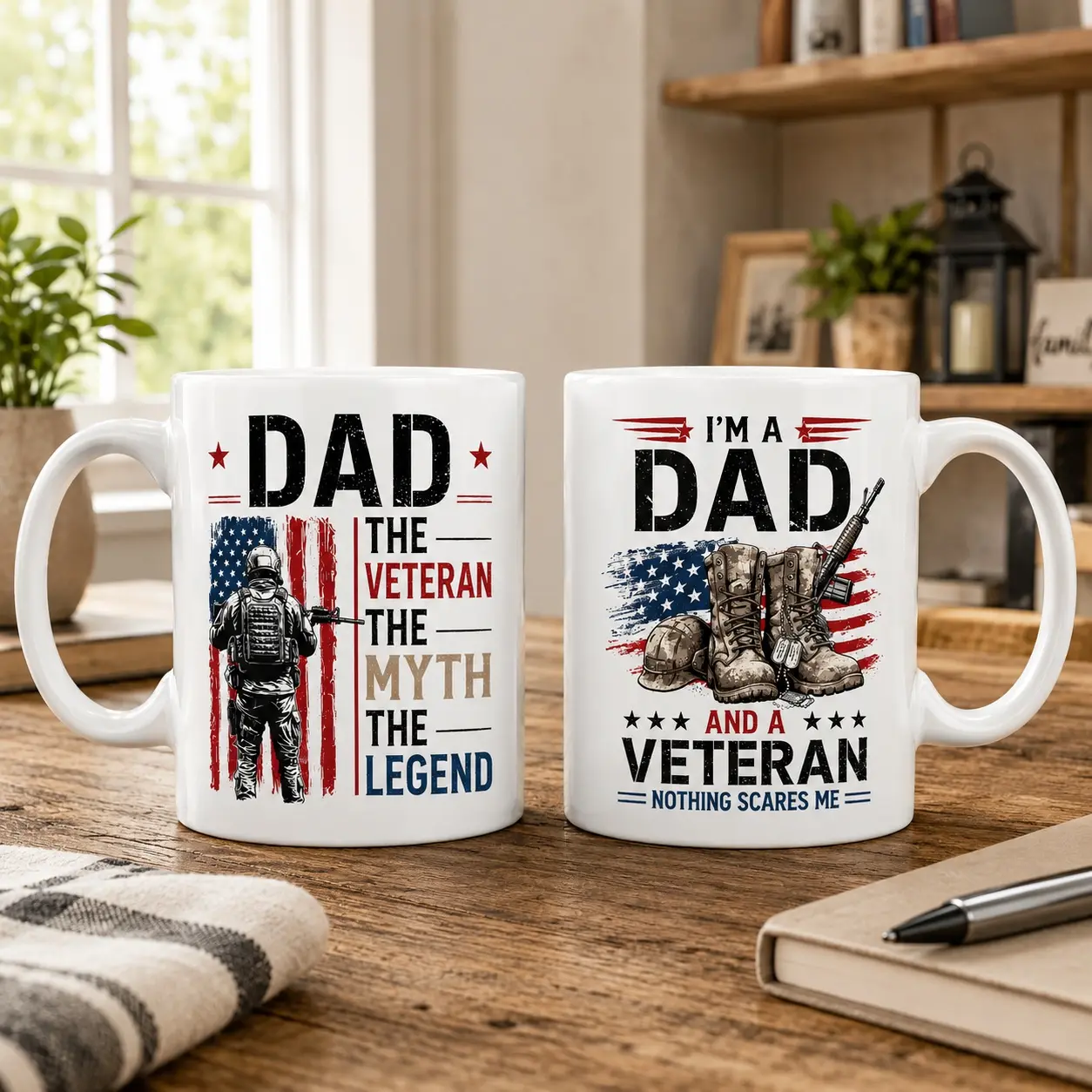 Veteran Dad Coffee Mug, Military Dad Gift Mug, Patriotic Veteran Father Mug, USA Army Dad Cup, Gift for Veteran Dad, Father Day Gift