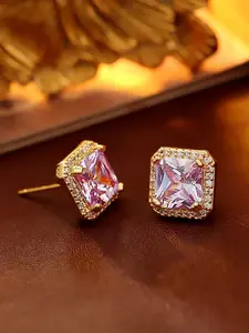 European and American High-End Square Earrings, Zircon Inlay, Light Luxury Full Diamond Ear Jewelry, Elegant and Stylish Accessories