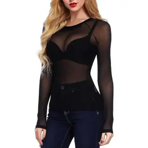 Black Sheer Tops for Women, Mesh Fishnet Tops Plus Size, Stylish and Sensational Mesh Blouses for Fashion-Forward Ladies