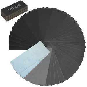 50PCS Sand Paper, 13 Grits Premium Sandpaper Assortment - 120/150/180/240/320/400/600/800/1000/1500/2000/3000/5000 Grit Sandpaper Sheets, Wet Dry Sand Paper for Wood Metal Car Sanding
