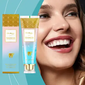 Niacinamide whitening toothpaste, a powerful whitening toothpaste with niacinamide, features a natural and gentle formula that deeply removes stains, has a refreshing peach flavor, improves gum health, and freshens breath.