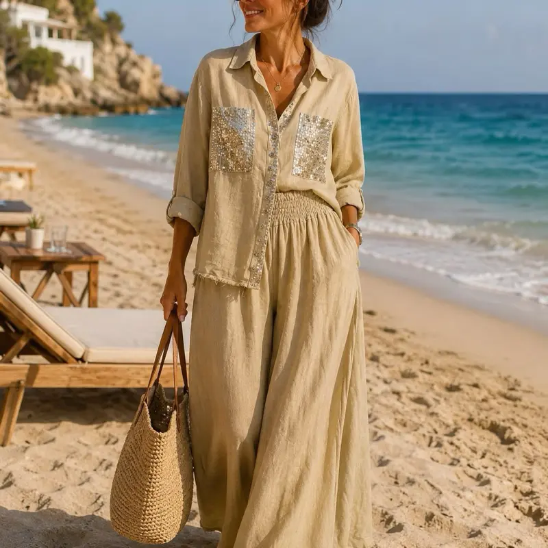 Italian Linen Two-Piece Set – One Size | Chic & Effortless