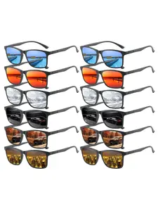 12 pairs of the latest trendy vintage square stripe sunglasses, suitable for both men and women, available in multiple colors, providing UV400 protection to safeguard eye health, and high-quality materials and design enhance the wearing experience.