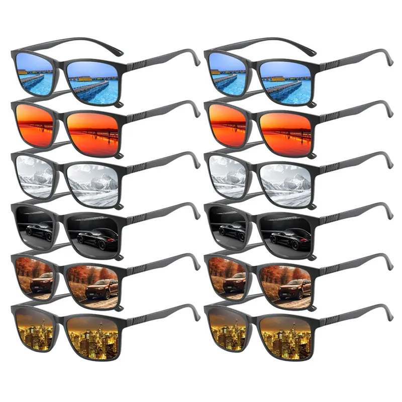 12 pairs of vintage square stripe sunglasses, Fashionable sunglasses, suitable for both men and women, available in multiple colors, providing UV400 protection, and materials and design enhance the wearing experience