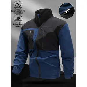 Men's Waterproof Hardshell Jacket, Sports Jacket, Stand Collar Design, Multi-Pocket, Fashionable Outdoor Hiking Gear, All-Weather Wear, Suitable for All Seasons