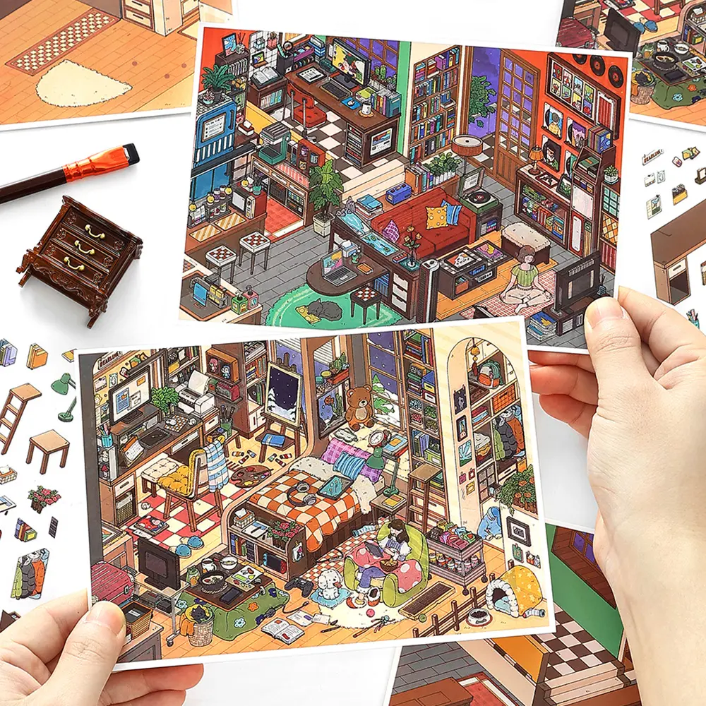 "My Little House" 15.0 Series Scene Stickers, Pack of 2 Scene Sets, DIY Sticker Scenes, Landscape Stickers[Small Size]