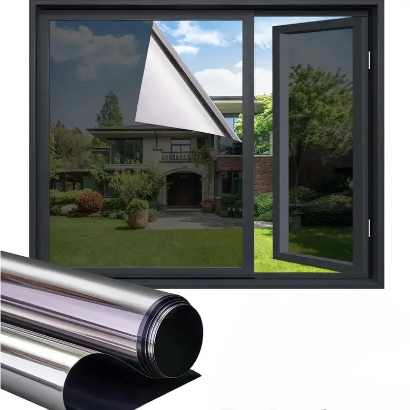 Window Privacy Film One Way,Reflective Mirror Window Film Daytime Privacy, UV Sun Blocking Heat Control Static Cling,Window Tint for Home Office,Black