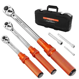 Click Torque Wrench Set, 3 Pieces, 1/4, 3/8, 1/2 Inch Drive, 10-170 lbf-ft, 5-45 lbf-ft, 20-240 lbf-in, Dual-direction and Dual Range Scales, 72-Tooth, ±3% High Precision, for Bicycle Repair