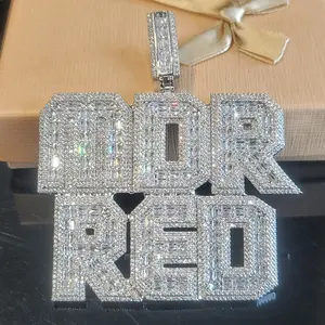 Jewelry1 - Customized Iced Out Square Name Pendant Personalized Any Letter Number Necklace Cuban Chain Icy Two Rows Hip Hop Jewelry Gifts