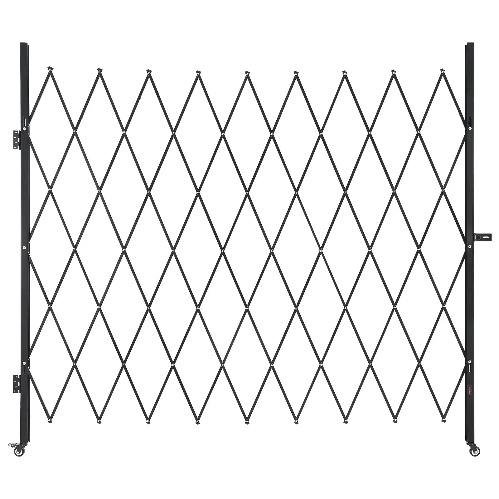 【toolupgrade】VEVOR Single Unit Steel Frame Folding Security Gate - 86.61" Wide, Lockable Retractable, 360-Swivel Casters, Entry Security Outdoor Barricade for Garage Warehouse Pool, 86.81" H