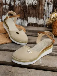 Women's summer new ankle-strap wedge platform sandals, closed-toe design, fashionable and comfortable daily casual sandals, Espadrilles Wedges, suitable for casual outings and summer activities, an ideal choice for all-day comfort and support.
