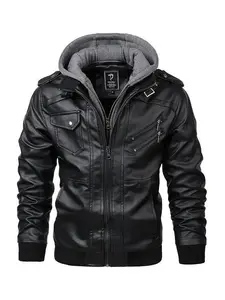 European and American autumn and winter faux leatherjacket men's PU leather casual motorcycle jacket autumn andwinter fashion brand heavy workmanship men's handsome � � gift � � Gift