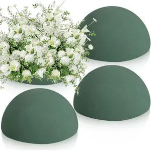 4 count Round Floral  Blocks Half Balls, Wet & Dry Green Flower  for  and Artificial Flower Arrangements (7.5 x 3.7 Inches)