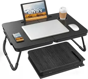 Large Lap Desk Tray Table with Cup Holder and Tablet Slot - Portable Notebook Stand for Eating, Writing, Studying and WFH -NEW-006