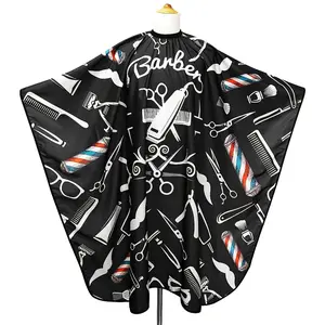 [Barbershop Clipping Cape] 1pc Adjustable Elastic Collar Non-Stick Hair Stylist Clipping Cape, Barbershop Printed Pattern Cloths, Salon Special Ironing Apron, Hairdresser Accessories