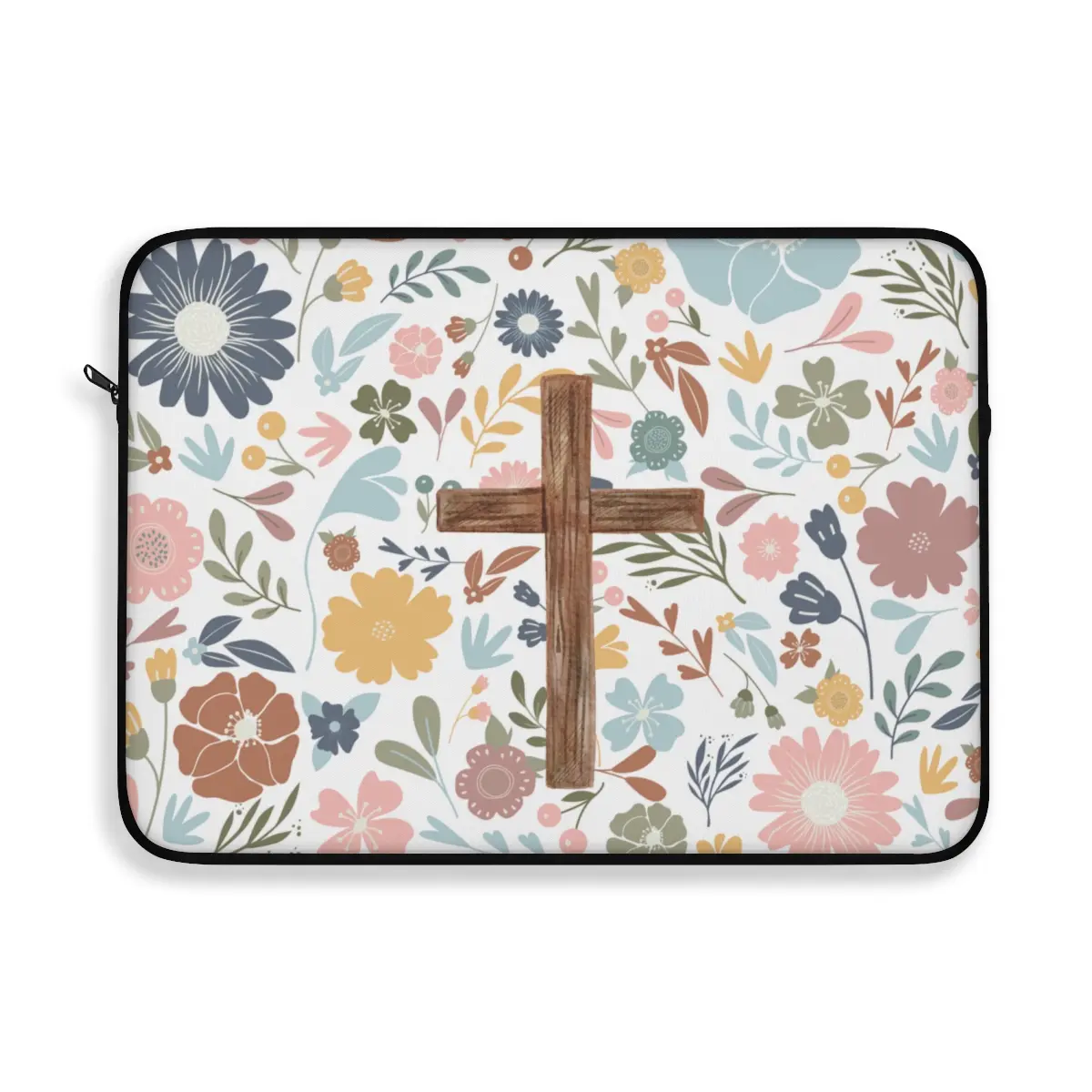 Christian Laptop Sleeve, Flower Cross Laptop Cover, Christian Gifts, Laptop Case, macbook case, College School Supplies, Gifts for mom Christian Women