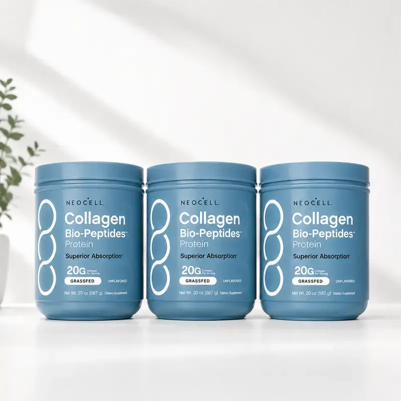 NeoCell Collagen Bio-Peptides Powder, 20oz Grass-Fed Protein Supplement, 18 Essential Amino Acids, Hyaluronic Acid for Skin & Joint Support