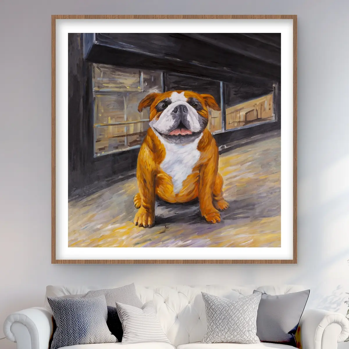 212 MAIN Smiling Canine Brown Framed Matted Wall Art Print - 48x48 in, Unique Art, Living Room Decor, Thoughtful Home Accent, Artwork Gift