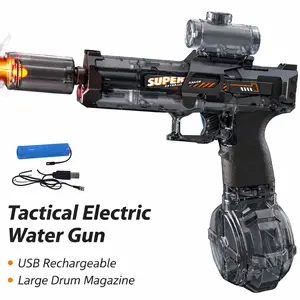 Powerful Electric Water Gun with Glowing Muzzle | Automatic Squirt Gun 320CC High Capacity 32FT Range | Summer Outdoor Water Battle Toy for Adults & Kids | Perfect Christmas, Halloween, Black Friday Gift