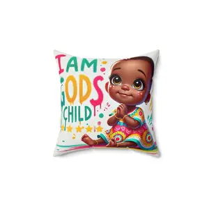Personalized I Am Gods Child Spun Polyester Square Pillow for Indoor Decor soft neck support pillow