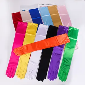 Extra Long Silk Stretch Satin Ladies Halloween Sexy Dinner Performance Wedding Gloves