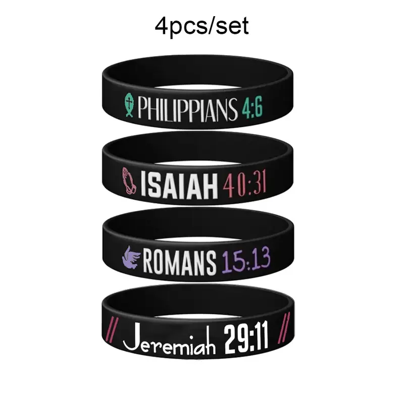 Bible Verse Silicone Rubber Bracelet, 1 Set Christian Inspirational Daily Bible Verse Wristband for Men Women, Religious Gift for Men Women Silicone Wristbands
