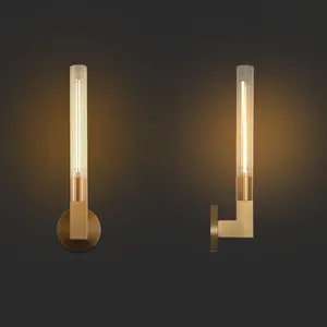 18 in. 1 light Black Wall Scope, Glass Tube Vanity Light, Modern wall lamp for living room hallway (bulb included)