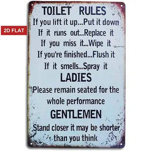 Vintage Style Metal Signs Retro Funny Bathroom Wall Decor Farmhouse Toilet Wall Decor Bathroom Decorations Accessories 8x12 Inch,Toilet Rules,Rustic Farmhouse Design, Home Decor Products, Vintage Garage Signs