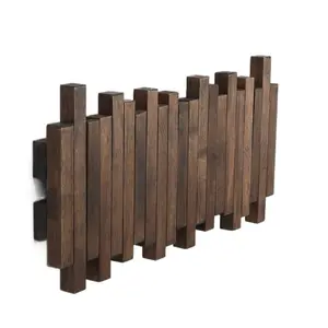 MinBoo Bamboo Multi Hook Coat Rack - 4 Flip-Down Hooks for Wall Hanging Coats, Black Organizer for Room Set Decoration, Modern & Functional, Easy Setup, Minimalist Design